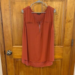 Papermoon Rust-Red Sleeveless Zip-Front Camisole